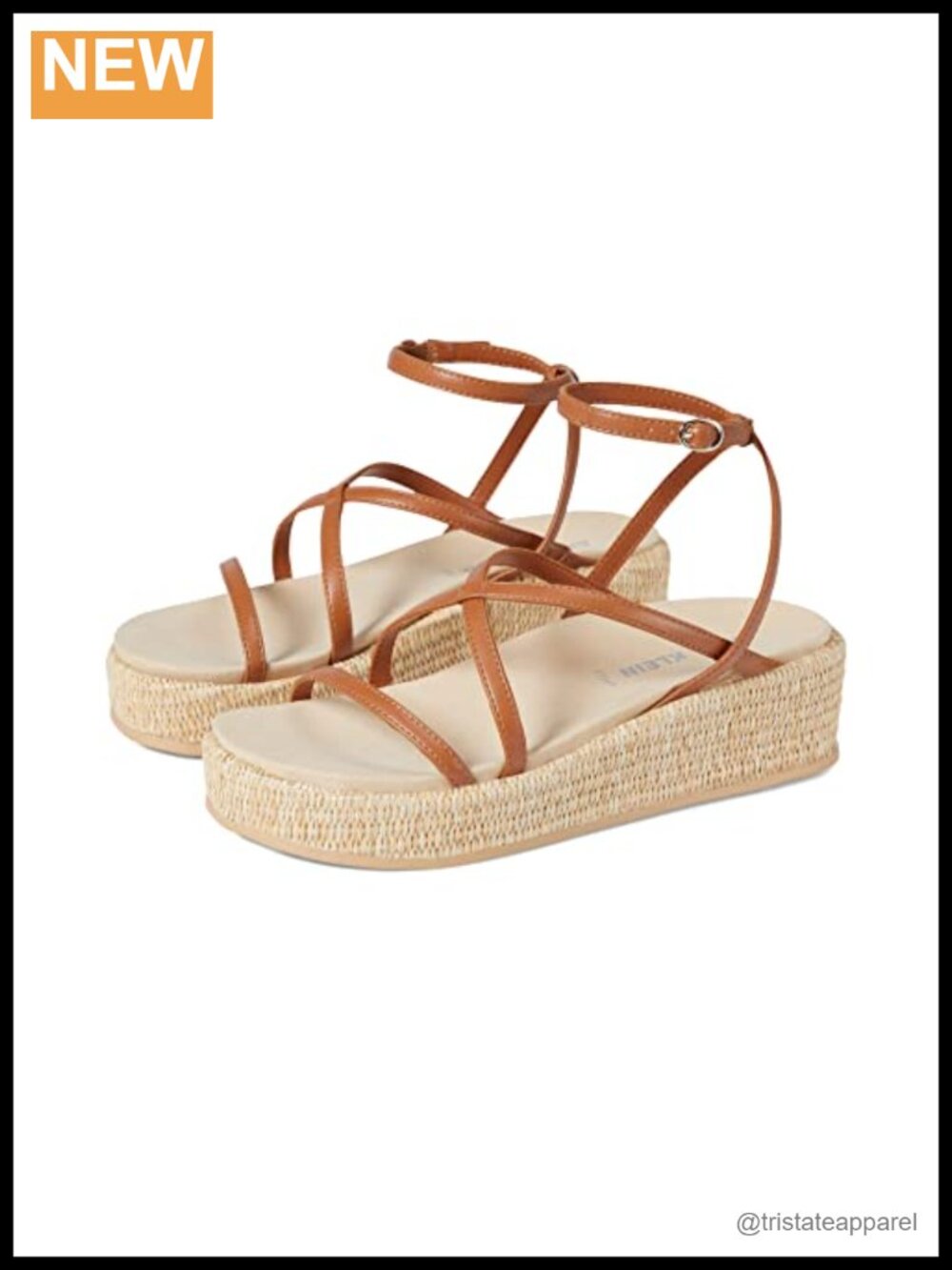 Anne Klein Vizzy Leather Platform Wedge Sandal Adjustable Ankle Strap